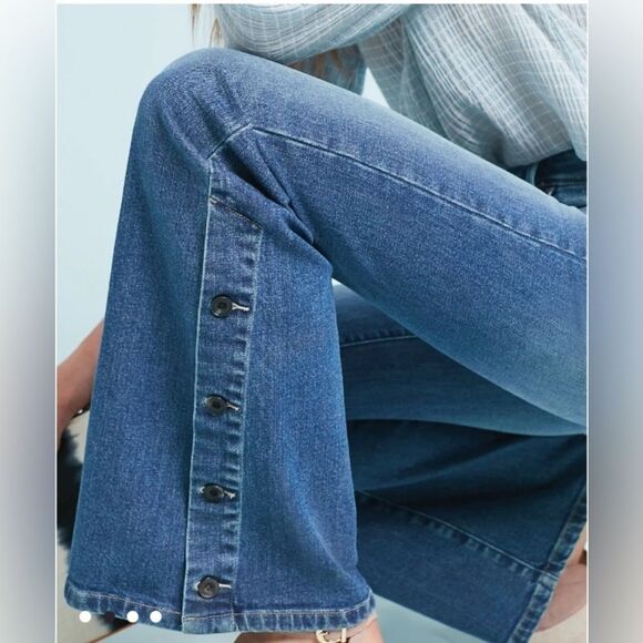 Pilcro Anthropologie High Rise Bootcut Button Hem Jeans sz25 - Picture 3 of 8